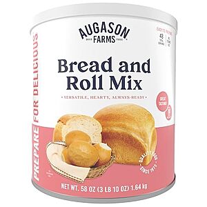 $8.65 | 58-Oz Augason Farms Bread and Roll Mix Can (48 Servings) at Amazon