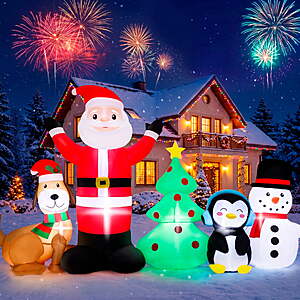 Firstness 8ft Christmas Inflatable Santa Snowman Xmas Tree Penguin Dog with LED Lights $39.89