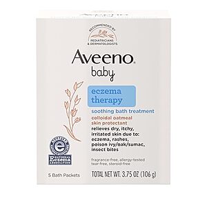 [SnS, AC] $3.41* | 5-ct Aveeno Baby Eczema Therapy Colloidal Oatmeal Soothing Bath Treatment at Amazon
