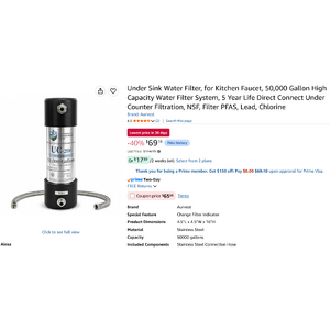 CuZN 200-- 5 Year water filter 80% off. 50,000 Gallons $65