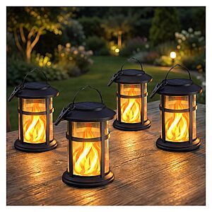 Amazon – Otdair 4-Pack Solar Flickering Flame Lanterns - $19.79 w/ Code
