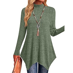 Amazon – JUSTFASHIONNOW Women's Mock Turtleneck Tunic Sweater - $7.79–$11.39 w/ Code
