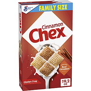 Cinnamon Chex Cereal, Gluten Free,Family Size, 19.2 oz S&S 5% $3.61 With 10% $3.39
