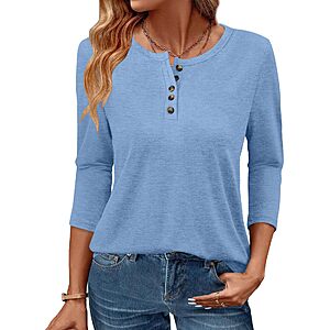 Amazon – GKBK Women's 3/4-Sleeve Henley Tunic Top - $4.74 w/ Code
