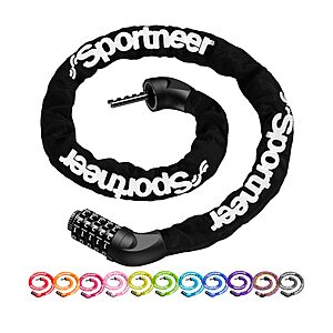 Sportneer Bike Lock: 5 Digit Combination Lock with 2.6 feet Length $10.79