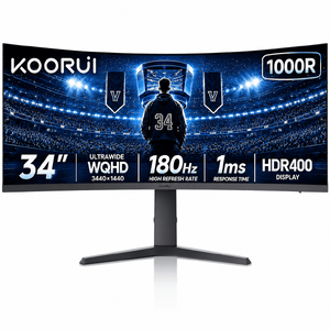 $200 FS WALMART by KOORUI - 34'' UWQHD Curved Gaming Monitor, 180Hz Ultrawide Monitor, 3440×1440p 1ms