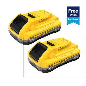 DEWALT 20 -Volt 2 -Pack Battery ( 4 Ah 4 Ah Lithium-ion ) free with tool purchase