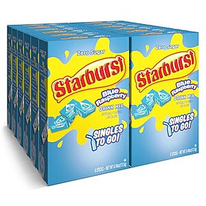 $12.66 | Singles To Go! Starburst Water Drink Mix, Blue Raspberry, 72 Packets at Amazon