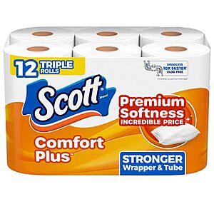12-Pack 231-Sheets Scott ComfortPlus Toilet Paper Triple Rolls $5.68 + Free Shipping w/ Prime or on orders over $35