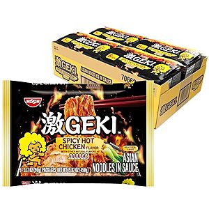 [SnS] $7.12 | 20-Pack 3.17-Oz NISSIN Geki Chili Infused Asian Noodles (Fiery Hot Chicken) at Amazon