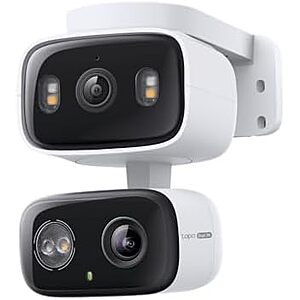 $54.98* | Tapo HybridCam Duo 2K 3MP Indoor/Outdoor Dual Lens Pan/Tilt Security Camera + 25% Back w/ Prime Visa Card at Amazon