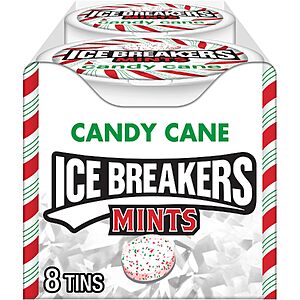 8-Pack 1.5-Oz Ice Breakers Candy Cane Sugar Free Breath Mints Tins $17.82 + Free Shipping w/ Prime or on $35+