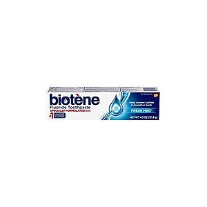 Biotene Fluoride Toothpaste for Dry Mouth Symptoms, Fresh Mint, 4.3 oz, $3.19, FS Prime, Woot! $3.15
