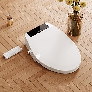 DeerValley Elongated Electric Bidet Toilet Seat, Ultra Hygiene System w/ Bubble Massage Wash, UV-C Light, Deodorizer & More $238.99