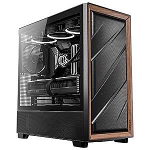 Antec Flux Wood Mid-Tower E-ATX PC Case, 5 PWM Fans Included, Black $79.99