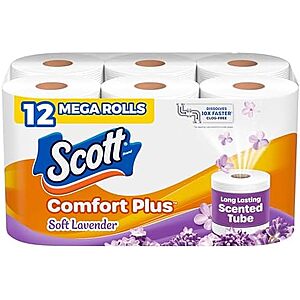[SnS] $5.40 | 12-Pack 310-Sheets Scott ComfortPlus Toilet Paper Mega Rolls (Soft Lavender) at Amazon