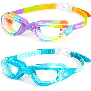 2 Packs Freela Kids Swim Goggles, Swimming Goggles for Kids 3-14 Anti Fog UV Protection No Leaking $5.99