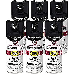 $26.82 | 6-Pack 12-Oz Rust-Oleum Stops Rust Custom Spray 5-in-1 Spray Paint (Satin Black) at Amazon