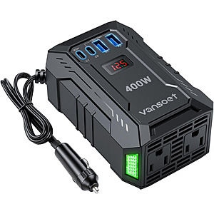 Vansoet 400W Car Power Inverter DC 12V to 110V AC (PD 30W/15W USB C + 2*USB A Ports & 2 AC Outlets) $21 + Free Shipping w/ Prime or orders $35+