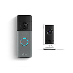 Ring Battery 2k Doorbell (Speckled Gray) + Indoor Cam Plus Security Camera (White) $59.99 + Free Shipping