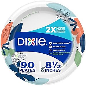 [SnS, AC] $9.72* | 2 × 90-Pack 8.5-Inch Dixie Microwavable Soak-Proof Paper Plates ($4.86 each) at Amazon