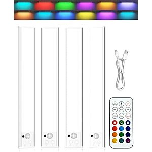 [AC] $43.99* | 2 × 4-Pk Diomart Wireless Under Cabinet Lighting w/ Motion Sensor, RGB & Remote ($22 each) at Amazon