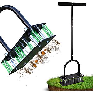 RIFPOD Manual Lawn Aerator w/ 15 Iron Spikes & Adjustable Height (Black) $17.99 + Free Shipping w/ Prime or on $35+