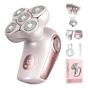 Electric Razor for Women, 4-in-1 Electric Shaver with 5-Head 3D Floating Blades, IPX7 Waterproof Wet Dry, USB-C Rechargeable, LED Display $26.99 AC + Free Shipping