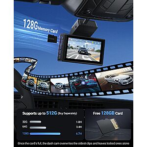 4K+4K Dash Cam Front and Rear, Enhanced Night Vision, Included 128GB Card $88.93