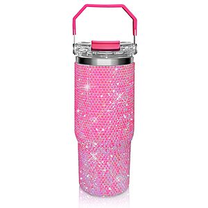 30-oz HWISDMIG Bling Rhinestone Studded Stainless Steel Tumbler w/ Top Handle & Straw Lid (various) $17.47 + Free Shipping w/ Prime or on $35+