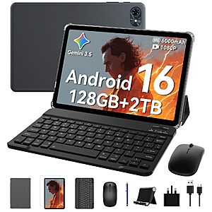 TABWEE 10 Inch Android 16 Tablet with Keyboard,18GB+128GB, 2TB Expand $99.99