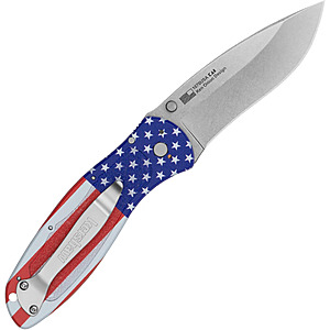 Kershaw Blur USA Flag Folding Pocket Knife, Made in USA, 3.4 Inch 14C28N Steel Recurve Blade, EDC with Assisted Opening, Aluminum Handle with Trac-Tec Grip $39.07