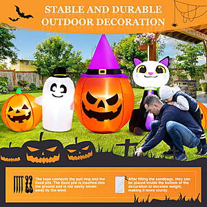 $34.99 AC WALMART FS by TEAYINGDE Yexmas 8ft Halloween Inflatable Pumpkins Outdoor Decor with Black Cat and Spectre,Built-in LED Lights,