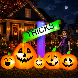 $40 FS Walmart by seller:  Yexmas 9FT Halloween Inflatable Decoration with TRICKS Sign and Pumpkins,Built-in LED Lights,Blow Up Halloween Yard Decor