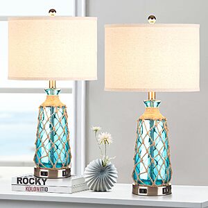 Amazon – Ruzectt 25.5" Coastal Glass Table Lamps, 2-Pack - $49.49 w/ Code