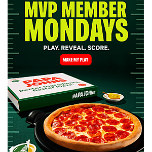 MVP Member Monday offers at Papa Johns
