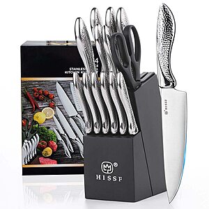 Amazon – HISSF 14-Pc Kitchen Knife Set w/ Self-Sharpening Block - $28.99 w/ Code