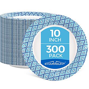 Amazon – Charmount 10" Disposable Blue Paper Plates, 300-Count - $24.99 w/ Code