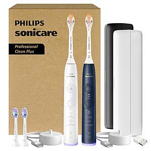 Philips Sonicare Professional Clean Plus Rechargeable Electric Toothbrush, 2-pack $129.99 + $6.99 Shipping Navy or Light Blue Costco.com