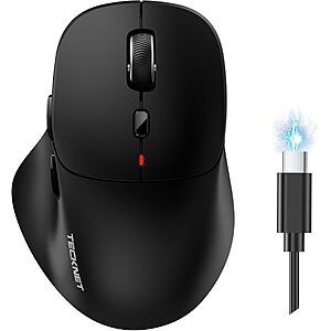 Tecknet 4800 DPI Rechargeable Wireless Bluetooth Mouse w/ 3 Device Pairing (Black) $7.99 + Free Shipping w/ Prime or on $35+