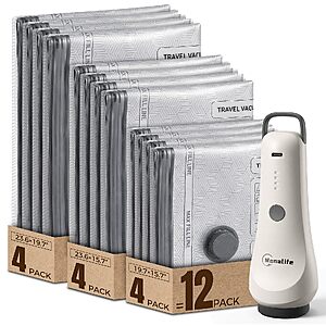 Amazon – Monalife 12-Pack Travel Vacuum Bags w/ Electric Pump - $18.99 w/ Code