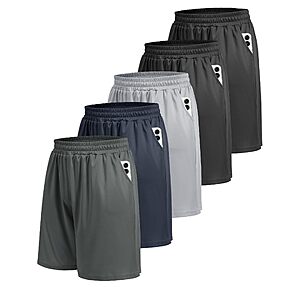 Amazon – BOOJO Men's Athletic Gym Shorts, 5-Pack - $16.19–$27.53 w/ Code