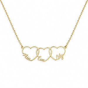 VKPOYNRO Personalized heart-shaped pendant necklace, customizable with 1/2/3/4 hearts $9.99