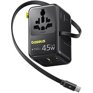 [AC] $23.36* | Baseus Enercore CG11 6-in-1 70W GaN Travel Adapter w/ Retractable Cable + Baseus USB C Cable at Amazon