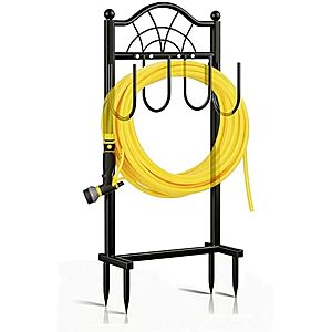 [Prime] $16.99* | Shomextol Freestanding Metal Garden Hose Holder w/ 100' Capacity & 4 Ground Spikes at Amazon