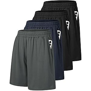 $14.24* | 4-Pk Barjneel Men's Athletic Shorts w/ Pockets (Large Only, Black/Navy/Grey) at Amazon