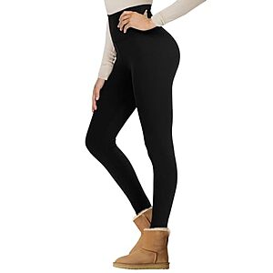 NexiEpoch Women's Fleece-Lined High Rise Waterproof Thermal Leggings w/ Pockets (Black, S-M, L-XL) $7.99, More + Free Shipping w/ Prime or on $35+