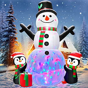6FT Inflatable Christmas Snowman, with Penguins and Gift Boxes $32.99 AC + Free Shipping