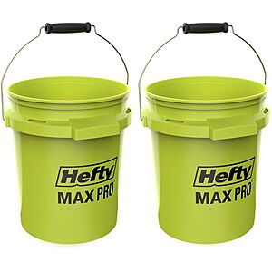Hefty 2pk 5gal MAX PRO Heavy Duty 100 lb Capacity Bucket Acid Lime $11.99