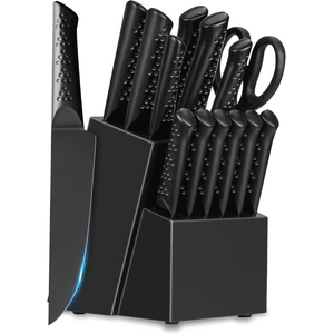 Walmart – NULAS 14-Pc Stainless Steel Knife Set w/ Block & Sharpener - $26.99 w/ Code